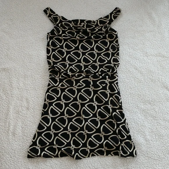 White House Black Market Chain Print Fit & Flare Off Shoulder Dress Size… - Picture 1 of 7